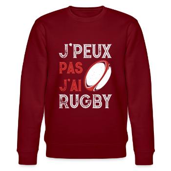 J'peux pas j'ai pratiquant rugby ballon vintage - Sweat bio CHANGER Stanley/Stella Unisexe - bordeaux - Devant - Nik (191cm) & Marisol (170cm)