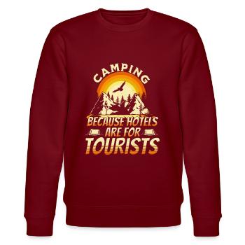 Camping because hotels are for tourists - Sweat bio CHANGER Stanley/Stella Unisexe - bordeaux - Devant - Nik (191cm) & Marisol (170cm)