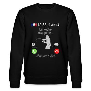 La Pêche M appelle Faut que j y aille - Sweat bio CHANGER Stanley/Stella Unisexe - noir - Devant - Nik (191cm) & Marisol (170cm)