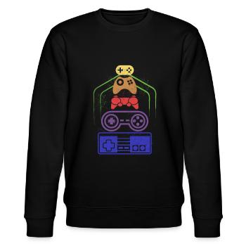 Controller - Stanley/Stella CHANGER Unisex Organic Sweatshirt - black - Front - Nik (191cm) & Marisol (170cm)