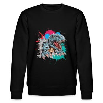 Dinosaurier T-Rex - Stanley/Stella Unisex Bio-Sweatshirt CHANGER  - Schwarz - Vorne - Nik (191cm) & Marisol (170cm)