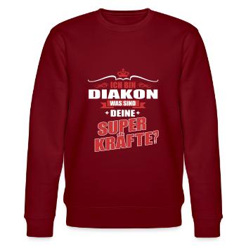 DIAKON -Superkräfte GESCHENK - Stanley/Stella Unisex Bio-Sweatshirt CHANGER  - Burgunderrot - Vorne - Nik (191cm) & Marisol (170cm)