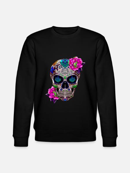 Sugar Skull Day Of The Dead Gift - Stanley/Stella CHANGER Unisex Organic Sweatshirt - black
