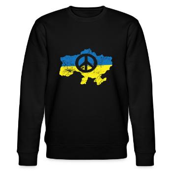 Signe de paix devant le drapeau ukrainien - Sweat bio CHANGER Stanley/Stella Unisexe - noir - Devant - Nik (191cm) & Marisol (170cm)