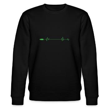 USB Stick Heartbeat Line Memory Module - Stanley/Stella CHANGER Unisex Organic Sweatshirt - black - Front - Nik (191cm) & Marisol (170cm)