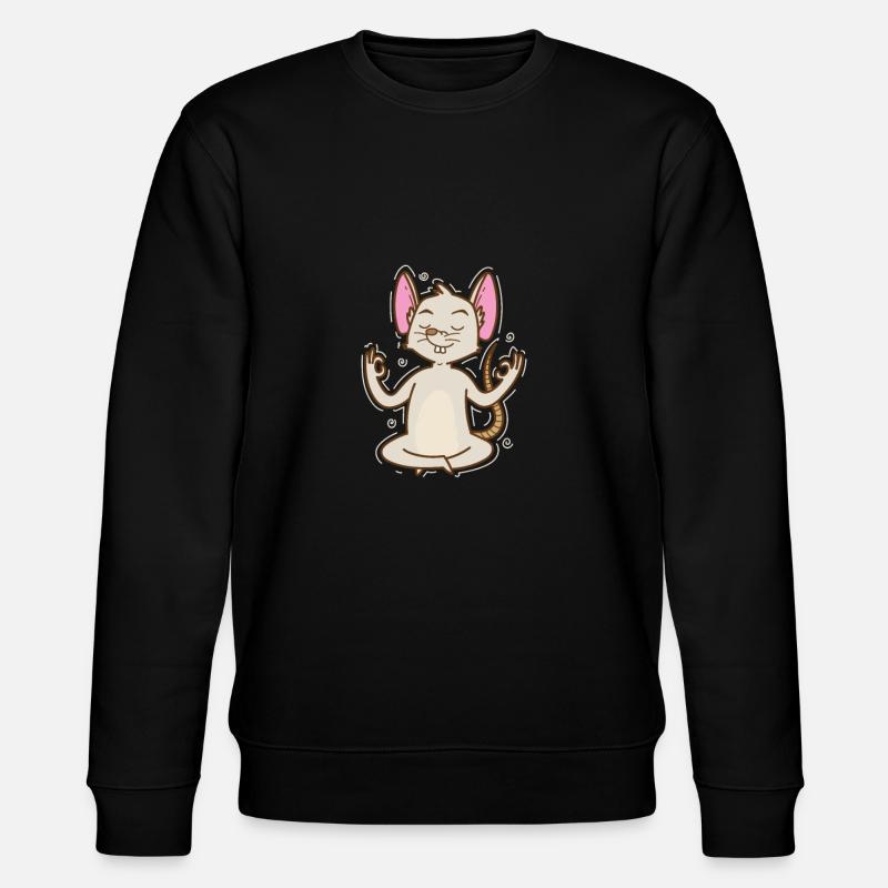 Mouse Meditating Pet Cheese - Stanley/Stella CHANGER Unisex Organic Sweatshirt - black