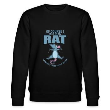 Ok Course I talk to my Rat Nagetier - Stanley/Stella Unisex Bio-Sweatshirt CHANGER  - Schwarz - Vorne - Nik (191cm) & Marisol (170cm)