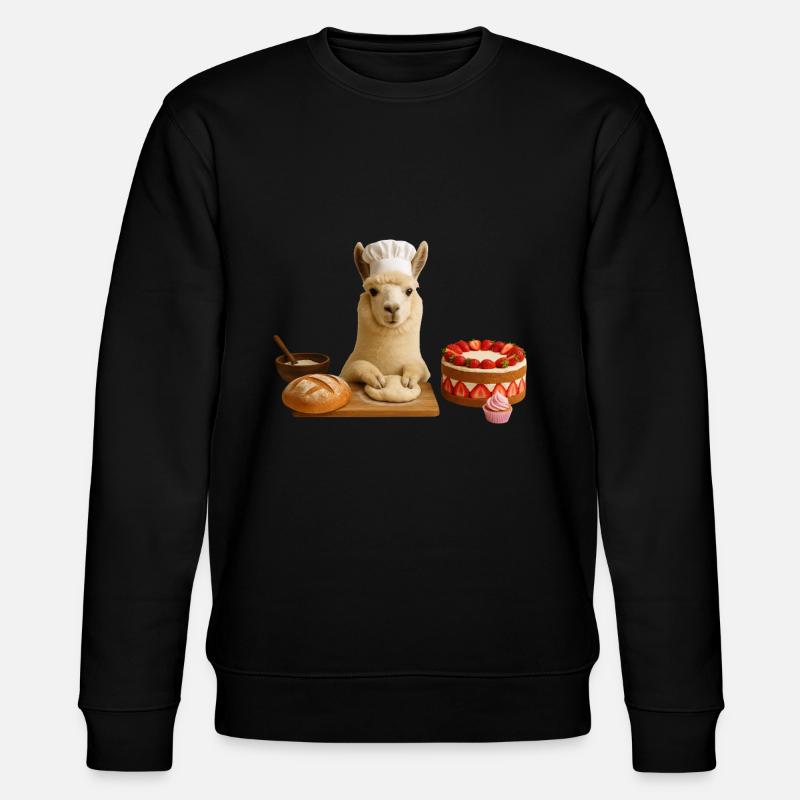 Llama Baking Cake Bread - Stanley/Stella CHANGER Unisex Organic Sweatshirt - black