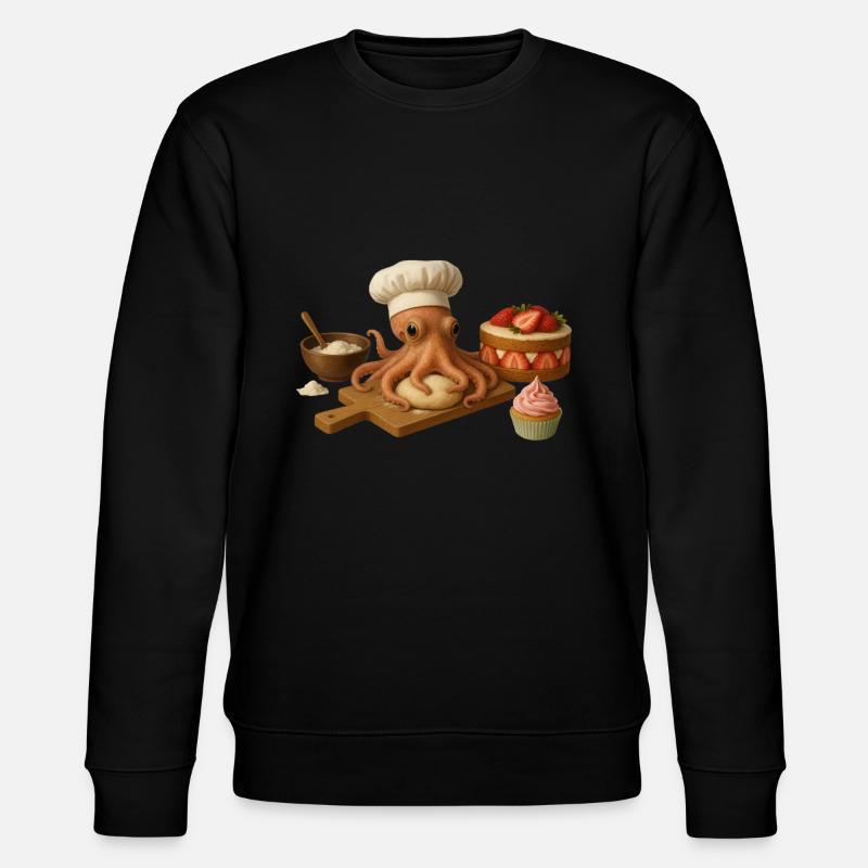 Octopus Baking Cake Bread - Stanley/Stella CHANGER Unisex Organic Sweatshirt - black