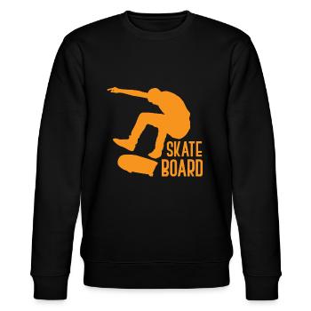Skateboard - Stanley/Stella Unisex Bio-Sweatshirt CHANGER  - Schwarz - Vorne - Nik (191cm) & Marisol (170cm)