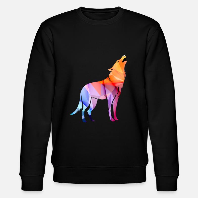Polygone pleurnute loup - Sweat bio CHANGER Stanley/Stella Unisexe - noir