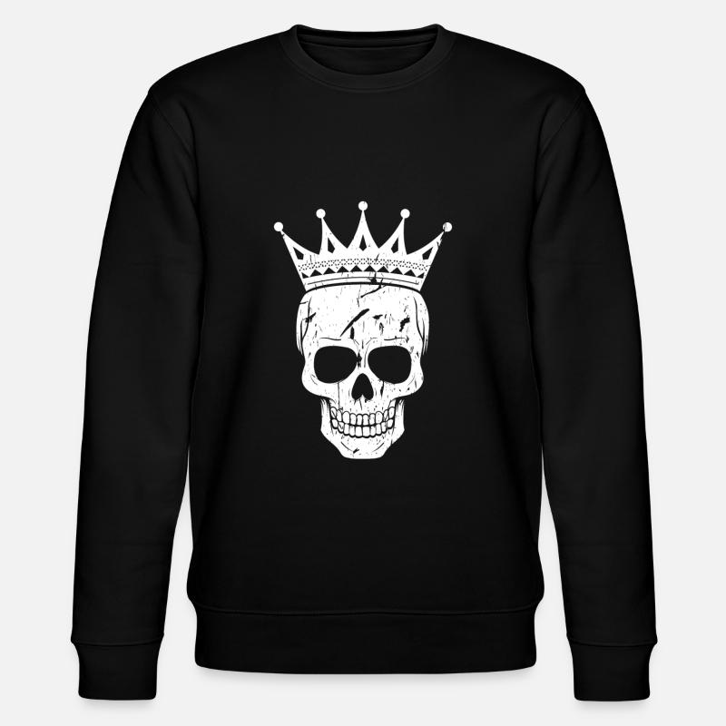 Totenkopf mit Krone - Stanley/Stella Unisex Bio-Sweatshirt CHANGER  - Schwarz