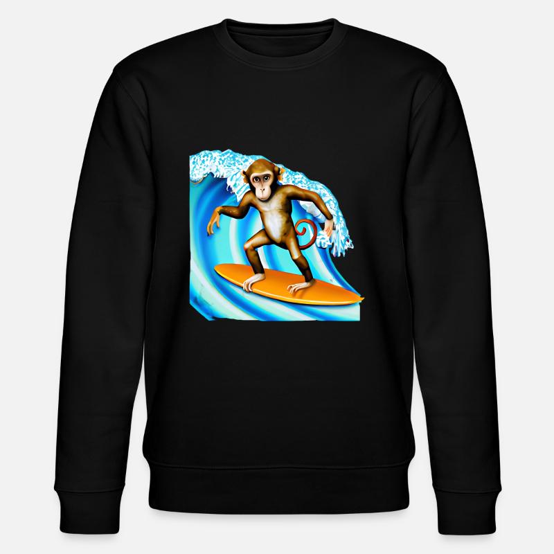 Surfer Monkey - Stanley/Stella CHANGER Unisex Organic Sweatshirt - black