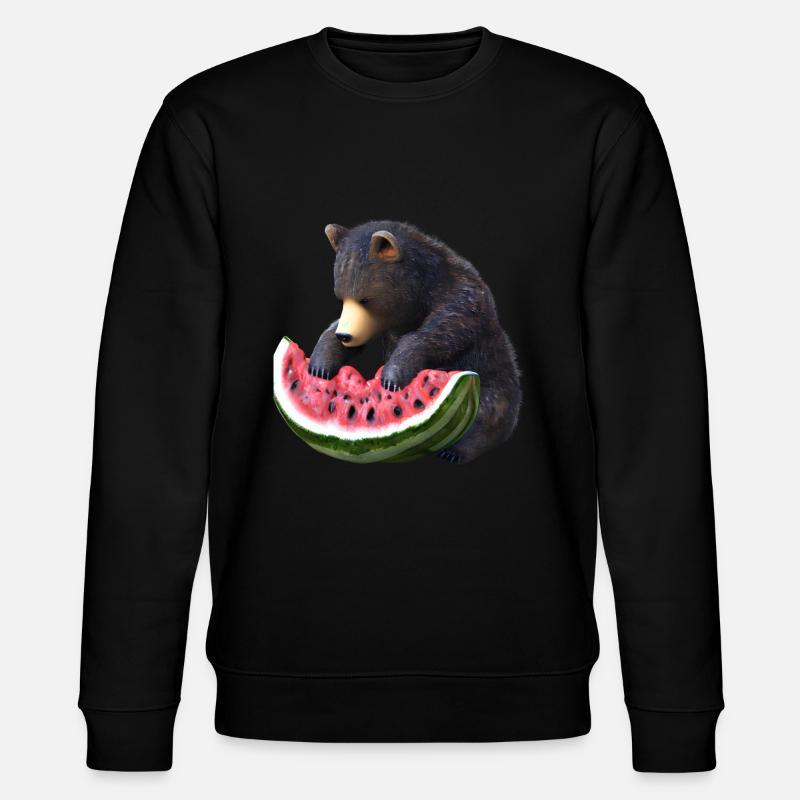 Bear with watermelon - Stanley/Stella CHANGER Unisex Organic Sweatshirt - black