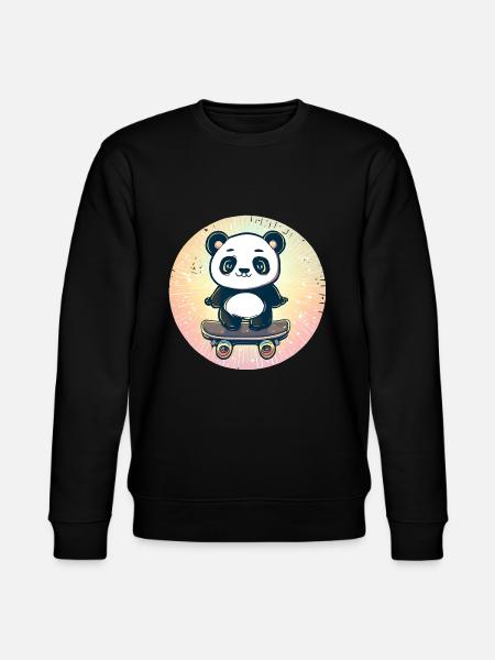 Skateboard panda in sunset - Stanley/Stella CHANGER Unisex Organic Sweatshirt - black