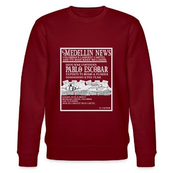 Pablo Escobar - Medellin Kartell - Stanley/Stella Unisex Bio-Sweatshirt CHANGER  - Burgunderrot - Vorne - Nik (191cm) & Marisol (170cm)