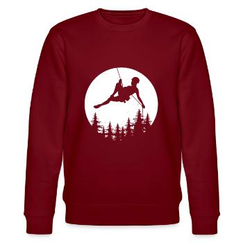 Moon climber climbing rappel gift mountains - Stanley/Stella CHANGER Unisex Organic Sweatshirt - burgundy - Front - Nik (191cm) & Marisol (170cm)