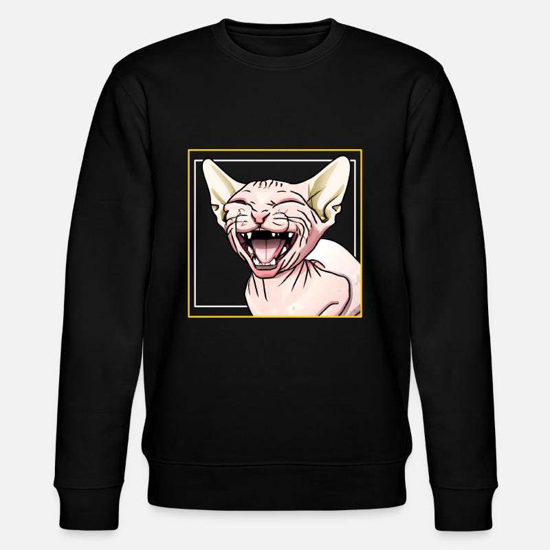 Sphynx-Katze lacht - Stanley/Stella Unisex Bio-Sweatshirt CHANGER  - Schwarz