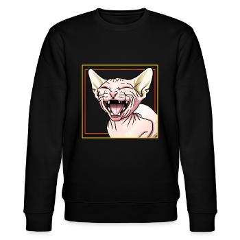 Sphynx-Katze lacht - Stanley/Stella Unisex Bio-Sweatshirt CHANGER  - Schwarz - Vorne - Nik (191cm) & Marisol (170cm)