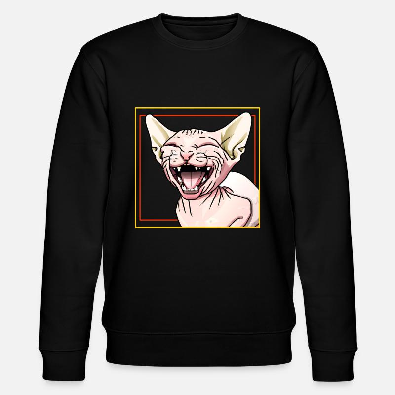 Sphynx-Katze lacht - Stanley/Stella Unisex Bio-Sweatshirt CHANGER  - Schwarz