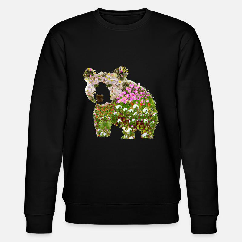Blumenbär Bär Blumen - Stanley/Stella Unisex Bio-Sweatshirt CHANGER  - Schwarz