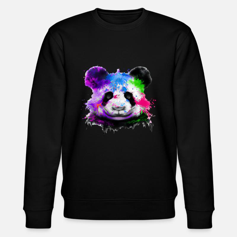 Bunter Panda - Stanley/Stella Unisex Bio-Sweatshirt CHANGER  - Schwarz