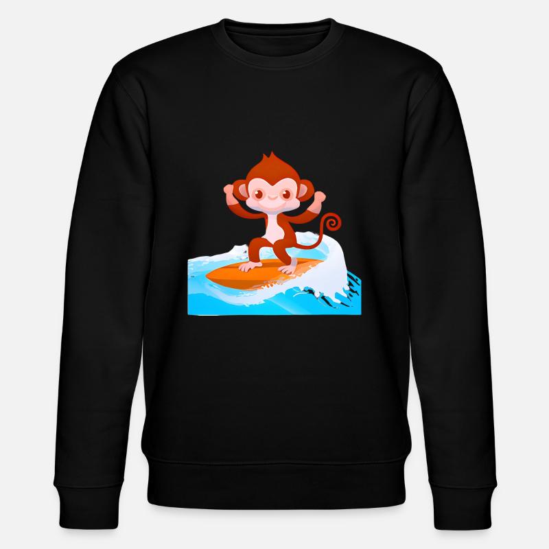 Surfer Monkey - Stanley/Stella CHANGER Unisex Organic Sweatshirt - black