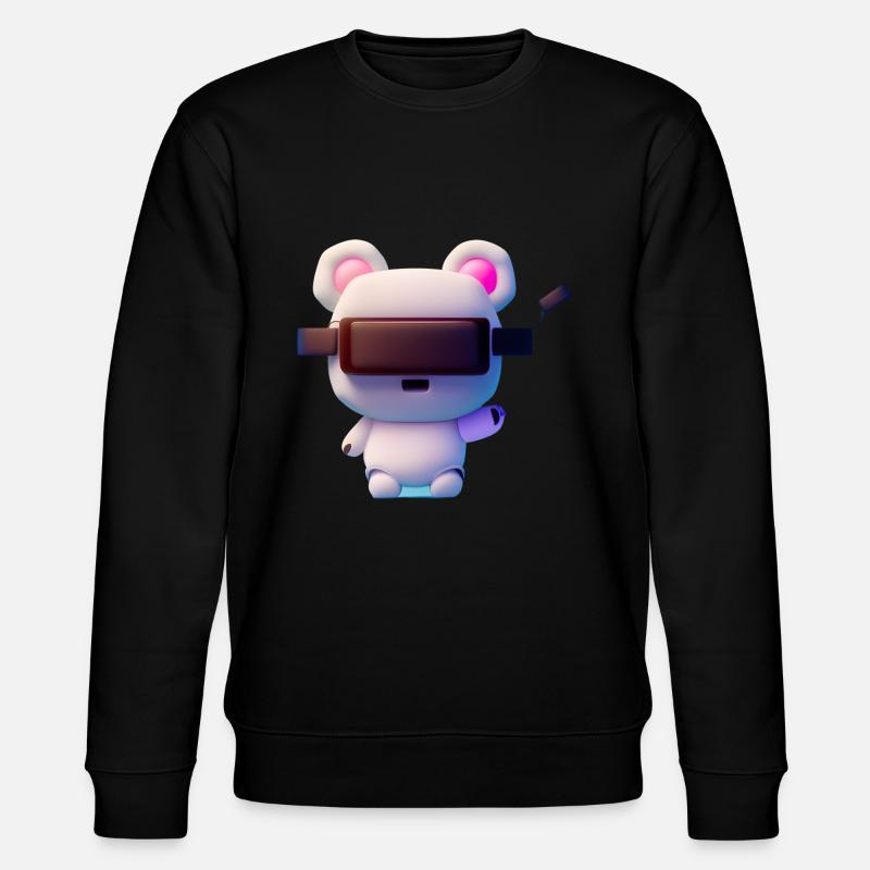 Bär mit Virtual Reality Headset - Stanley/Stella Unisex Bio-Sweatshirt CHANGER  - Schwarz