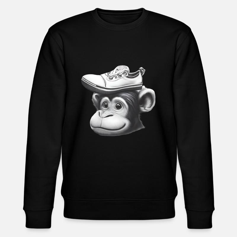 Affe mit Schuh-Hut - Stanley/Stella Unisex Bio-Sweatshirt CHANGER  - Schwarz
