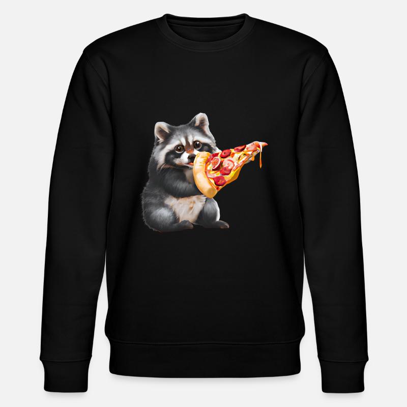 Pizza-liebender Waschbär - Stanley/Stella Unisex Bio-Sweatshirt CHANGER  - Schwarz