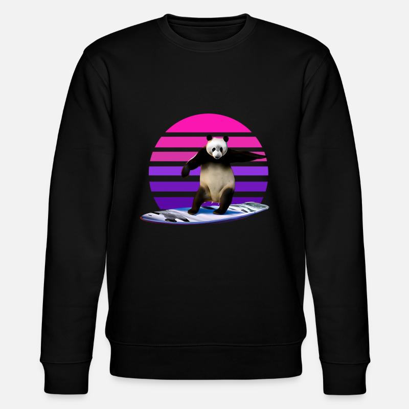 Panda Surfer - Stanley/Stella CHANGER Unisex Organic Sweatshirt - black