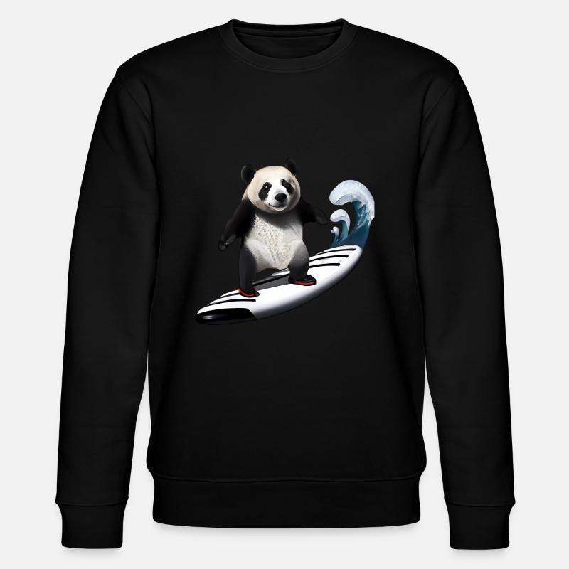 Panda Surfer - Stanley/Stella Unisex Bio-Sweatshirt CHANGER  - Schwarz
