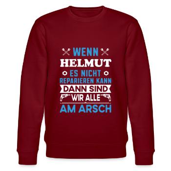 Name Helmut reparieren Arbeit Büro lustig Fun - Stanley/Stella Unisex Bio-Sweatshirt CHANGER  - Burgunderrot - Vorne - Nik (191cm) & Marisol (170cm)