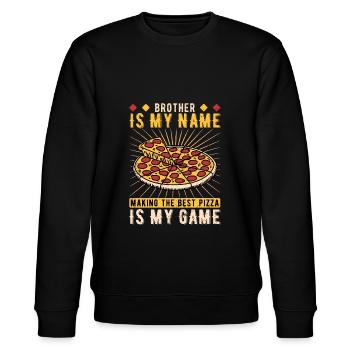 Pizza baker brother Pizzaiolo - Stanley/Stella CHANGER Unisex Organic Sweatshirt - black - Front - Nik (191cm) & Marisol (170cm)