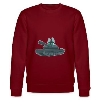 Panzer Katze Funny - Stanley/Stella CHANGER Unisex Organic Sweatshirt - burgundy - Front - Nik (191cm) & Marisol (170cm)