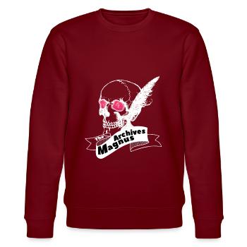 The Magnus Archives - Totenschädel - Stanley/Stella Unisex Bio-Sweatshirt CHANGER  - Burgunderrot - Vorne - Nik (191cm) & Marisol (170cm)