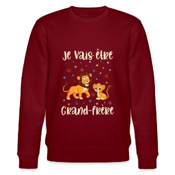 Je vais être grand-frère - futur grand frère - Sweat bio CHANGER Stanley/Stella Unisexe - bordeaux - Devant - Nik (191cm) & Marisol (170cm)
