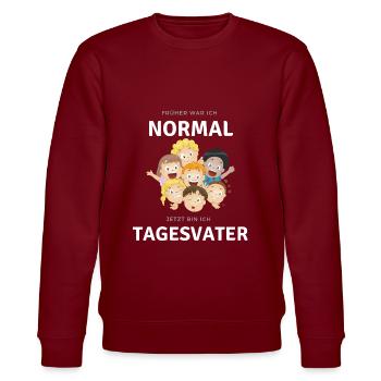Tagesvater Geschenk Abschied Danke lustig - Stanley/Stella Unisex Bio-Sweatshirt CHANGER  - Burgunderrot - Vorne - Nik (191cm) & Marisol (170cm)
