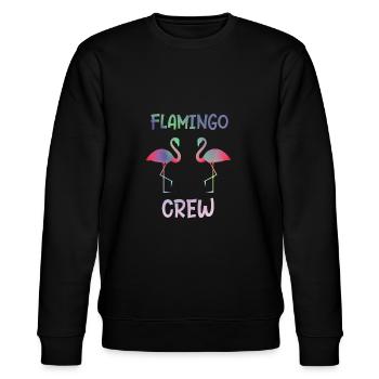 Flamingo Crew als Geschenk Flamingos Flamingo - Stanley/Stella Unisex Bio-Sweatshirt CHANGER  - Schwarz - Vorne - Nik (191cm) & Marisol (170cm)