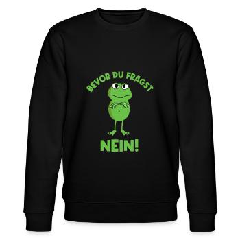 Bevor Du Fragst Nein Frosch - Stanley/Stella Unisex Bio-Sweatshirt CHANGER  - Schwarz - Vorne - Nik (191cm) & Marisol (170cm)