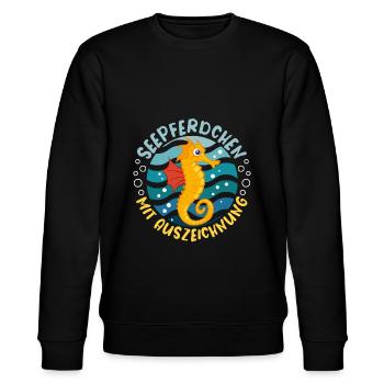 Seepferdchen Schwimmprüfung Schwimmen Kurs Prüfung - Stanley/Stella Unisex Bio-Sweatshirt CHANGER  - Schwarz - Vorne - Nik (191cm) & Marisol (170cm)