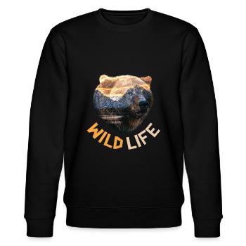 Wildlife Tierschutz Wilde Exotische Tiere Afrika - Stanley/Stella Unisex Bio-Sweatshirt CHANGER  - Schwarz - Vorne - Nik (191cm) & Marisol (170cm)