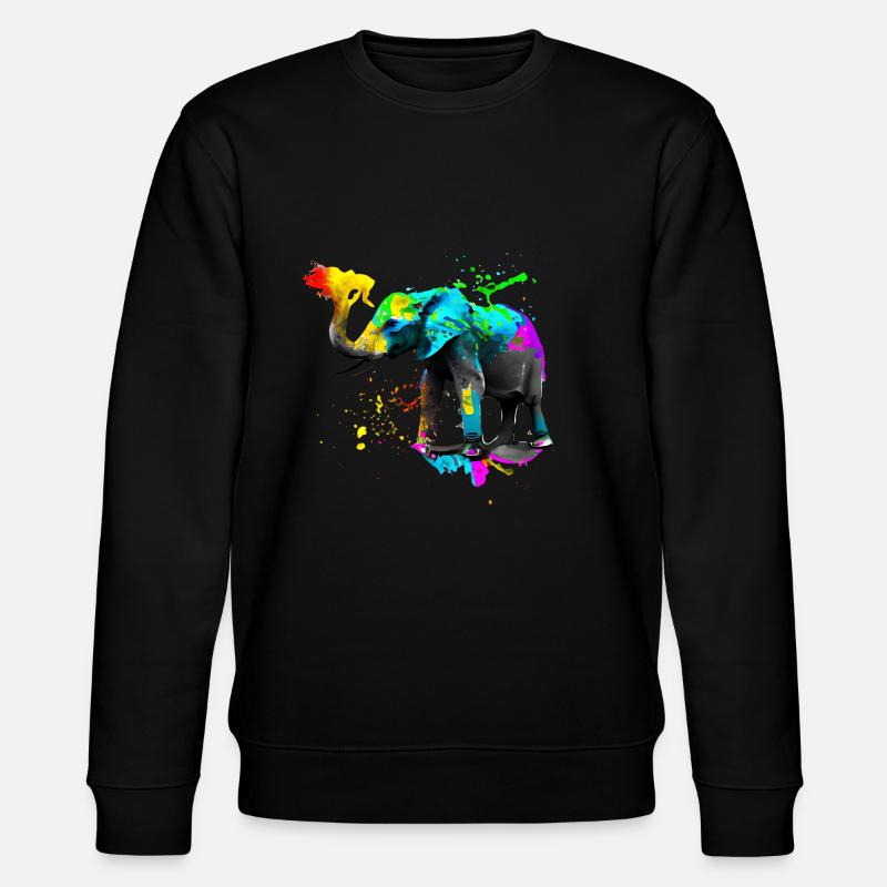 Safari Kunst Elefant - Stanley/Stella Unisex Bio-Sweatshirt CHANGER  - Schwarz