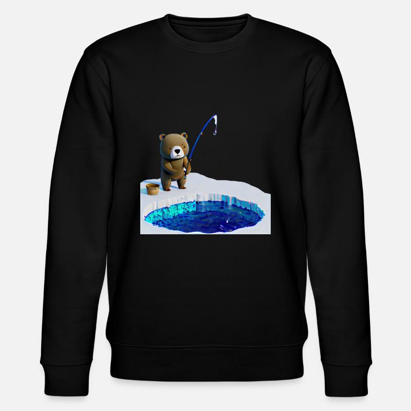 Angler Bär Eis Fischen - Stanley/Stella Unisex Bio-Sweatshirt CHANGER  - Schwarz