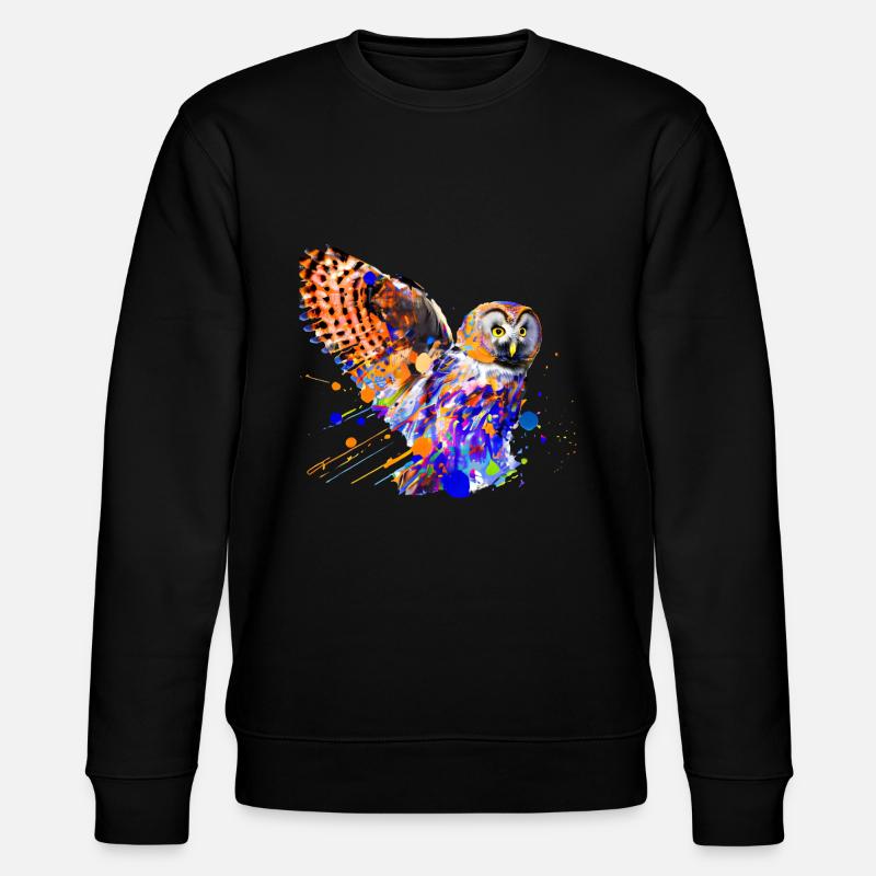 Bunte Eule - Stanley/Stella Unisex Bio-Sweatshirt CHANGER  - Schwarz