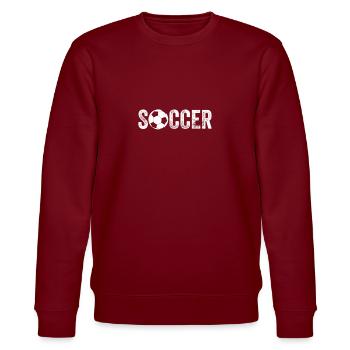 Fußball Ball Distressed Soccer Ball - Stanley/Stella Unisex Bio-Sweatshirt CHANGER  - Burgunderrot - Vorne - Nik (191cm) & Marisol (170cm)