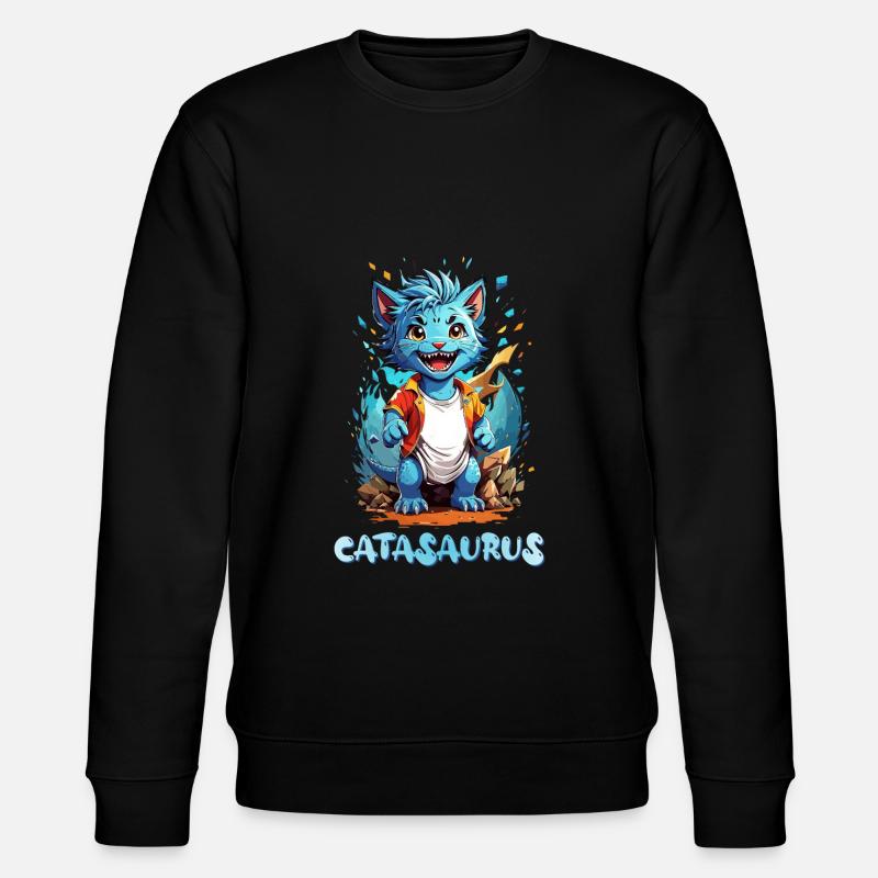 Catasaurus cat dinosaur chibi - Stanley/Stella CHANGER Unisex Organic Sweatshirt - black