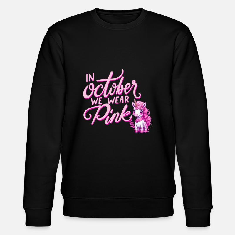 Brustkrebs Oktober Rosa Einhornband - Stanley/Stella Unisex Bio-Sweatshirt CHANGER  - Schwarz