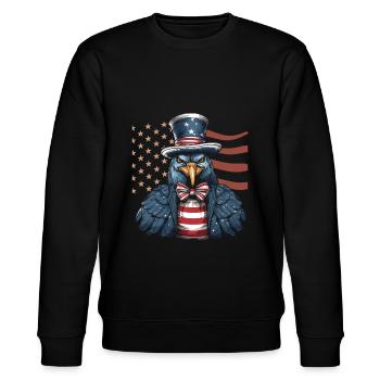 Thanksgiving American Pilgrim Turkey - Stanley/Stella CHANGER Unisex Organic Sweatshirt - black - Front - Nik (191cm) & Marisol (170cm)
