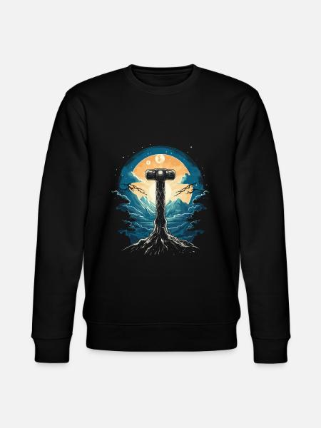 Mythos Hammer: Epic Nightscape - Mjölnir - Stanley/Stella CHANGER Unisex Organic Sweatshirt - black
